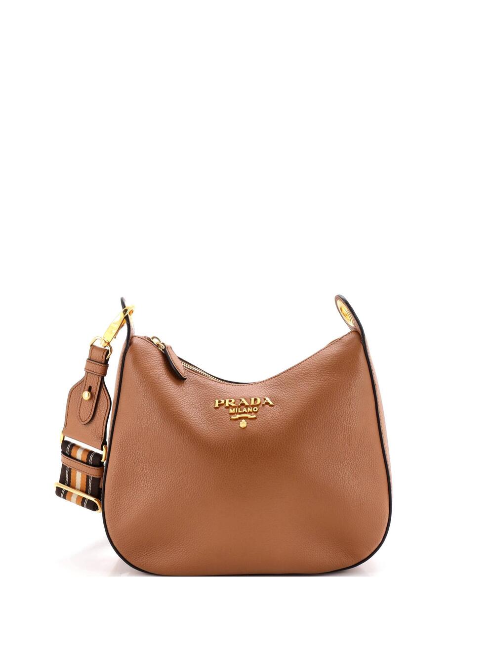 Prada Striped Strap Zip Hobo Vitello #374964P17B